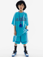 Costumes De Danse Hip Hop Enfant Garçon Fille Pantalon Top Ensemble Bleu Costume Danse Urbaine