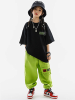 Costumes De Danse Hip Hop Enfant Garçon Fille Pantalon Top Ensemble Noir Costume Danse Urbaine