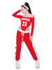 Costumes de danse hip hop femmes rouges lettre imprimer couper costume de danse de rue rue Déguisements Halloween