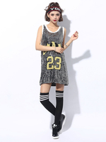 Costumes De Danse Hip Hop Lettre Costume De Danse De Rue De La Femme De Sequin Déguisements Halloween