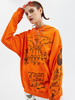Costumes de danse Hip Hop Skull Print Cotton Orange Sweatshirt Street Dance Costume Déguisements Halloween