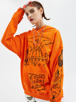 Costumes de danse Hip Hop Skull Print Cotton Orange Sweatshirt Street Dance Costume Déguisements Halloween
