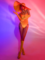 Costumes de danse Jazz body femme chapeau en Polyester combinaison gants vêtements de danse