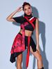 Costumes de danse Jazz femme jupe fendue en Polyester haut ensemble de danse