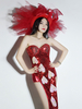 Costumes de Danse Jazz Femmes 2022 Satin Coeur Combinaison Rouge Tenue de Danse Déguisements Halloween