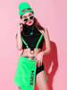 Costumes de danse jazz femmes jupe pantalon haut néon vert vêtements de danse