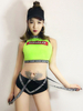 Costumes de Danse Jazz Femmes Lettre Imprimer Crop Top Avec Bretelles Shorts 2 Pièces De Danse Porter Déguisements Halloween