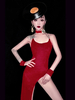 Costumes de danse jazz Femmes Polyester Bretelles Dos Nu Robe rouge 4 pieces Dancing Wear Déguisements Halloween