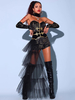 Costumes de danse jazz Pantalon Lycra Spandex pour femme Top Gants Choker Dancing Wear