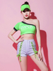 Costumes de danse jazz pantalon vert fluo haut vêtements de danse