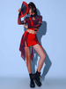 Costumes de danse jazz pour femme Lycra Spandex haut en mousseline de soie pantalon jupe vêtements de danse