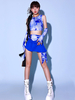 Costumes de danse Jazz pour femmes en mousseline de soie Lycra Spandex jupe fendue gants haut vêtements de danse