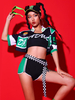 Costumes de danse Jazz pour femmes pardessus en Polyester haut et pantalon vêtements de danse