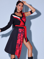 Costumes de danse jazz robe en polyester femmes asymétrique vêtements de danse