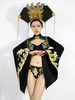 Costumes de danse jazz Style Chinois femmes noires Shorts Top Bra Ensemble 3 pièces de danse Déguisements Halloween