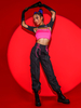 Costumes de danse Jazz top pantalon à lacet en Polyester femmes vêtements de danse
