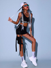 Costumes De Danse Jazz Top Short En Polyester Pour Femmes Ensemble De Danse