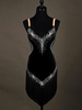 Costumes de danse latine Noir sans bretelles Strass sans manches Robes de bal latines perlées Déguisements Halloween