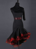 Costumes de danse latine Organza noir perlé Ruffle Costumes de danse robe féminine Déguisements Halloween