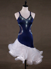 Costumes de Danse Latine Robes Deep Blue Femmes Organza Dancing Clothing Déguisements Halloween