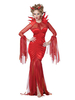 Costumes de diable dHalloween pour les femmes Robe sexy rouge Couvre-chefs Costumes de vacances en polyester