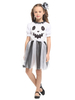 Costumes de fantôme dhalloween pour enfants chapeaux en fibre de polyester blanc robe courte Costume de vacances ensemble complet
