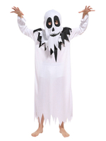 Costumes de fantôme dHalloween pour les enfants Costume de vacances de vêtements de capot de fibre de polyester blanc
