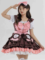 Costumes de femme de chambre Robe de fille marron café
