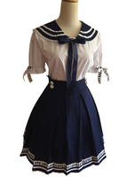 Costumes de Lolita bleu marine bicolore avec nœud imprimé Déguisements Halloween