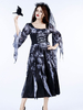 Costumes de mariée fantôme dhalloween pour les femmes noir effrayant voile polyester dentelle robe vacances costumes