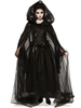 Costumes de mort dHalloween Cape effrayante noire Robe en dentelle de polyester Costumes de vacances