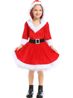 Costumes de Noël pour Enfants Santa Clause Cosplay Robe Rouge en Velours Cosplay Déguisements Halloween Père Noël