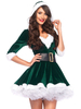 Costumes De Noël Robe Verte Foncée Blanche Cosplay Déguisement De Noël Pour Femme Cadeau Noël