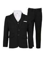 Costumes de porteur danneau 3 pièces ensemble polyester pantalon à manches longues pardessus haut noir costumes de garçon de mariage