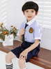 Costumes de porteur danneau coton manches courtes cravate chemise insigne shorts costumes de mariage garçon