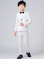 Costumes de porteur danneau Polyester Coton Manches longues Pantalon Cravate Gilet Chemise Pardessus Blanc Costumes de soirée formels