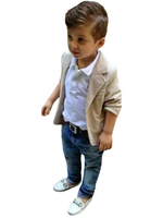 Costumes de porteur danneau Polyester Coton Manches longues Pardessus Pantalon Chemise Champagne Mariage Garçon Costumes