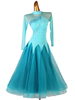 Costumes de robe de danse de salon bleu cyan femmes Lycra Spandex ensemble robe vêtements de danse