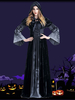 Costumes de sorcière dHalloween pour les femmes Black Skull Scary Dress Cape Polyester Costumes de vacances