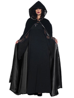 Costumes de sorcière dHalloween pour les femmes Robe effrayante noire Cape Polyester Costumes de vacances
