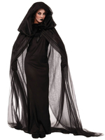 Costumes de sorcière femmes chapeaux effrayants noirs robe tunique en polyester ensemble 3 pièces Déguisement Halloween