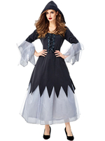 Costumes de sorcière Halloween Costumes de vacances pour femmes en polyester noir