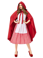 Costumes de vacances pour femmes Robe élégante rouge Costume de vacances Cape en couches à carreaux