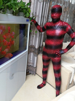 Costumes de zentai dDéguisements Halloween Red Spider Web Latex Shiny Metallic Full Body