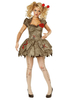 Costumes de zombie dHalloween pour les femmes Robe effrayante marron clair Chapeaux Costumes de vacances en polyester