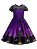 Costumes Déguisement Halloween Enfants Imprimé Robe Patineuse Violet Costume