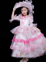 Costumes Déguisements Halloween Enfants Tulle Floral Dentelle Ruffle Rose Princesse Enfant