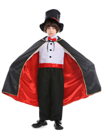 Costumes Enfants Noir Magicien Cosplay Cape Déguisement Carnaval Halloween