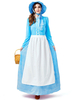 Costumes Femme Bonne Servante Cosplay Style Européen Lumière Bleu Ciel Robe Tablier Dentelle Déguisements Halloween