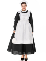 Costumes Femme de Maison Cosplay Dentelle Chapeau Tablier Coton Déguisements Halloween